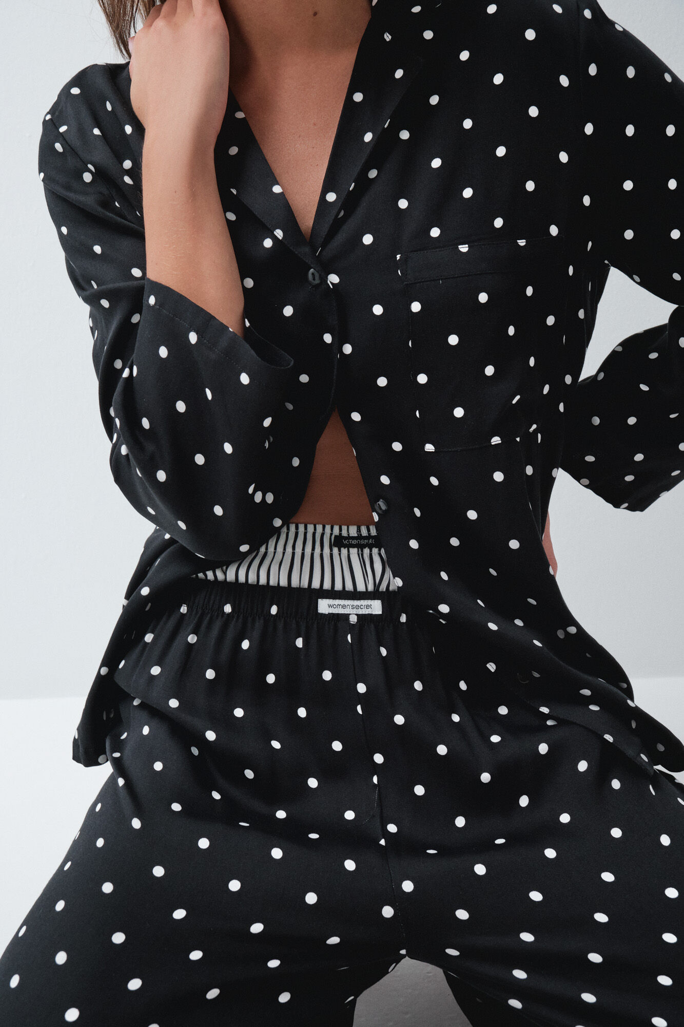 Women'secret Black classic pyjamas polka-dots