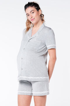 Womensecret T-shirt de pijama maternity renda cinzento