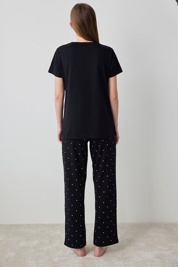 Penti Conjunto de pijama pijama comprido preto estampado preto