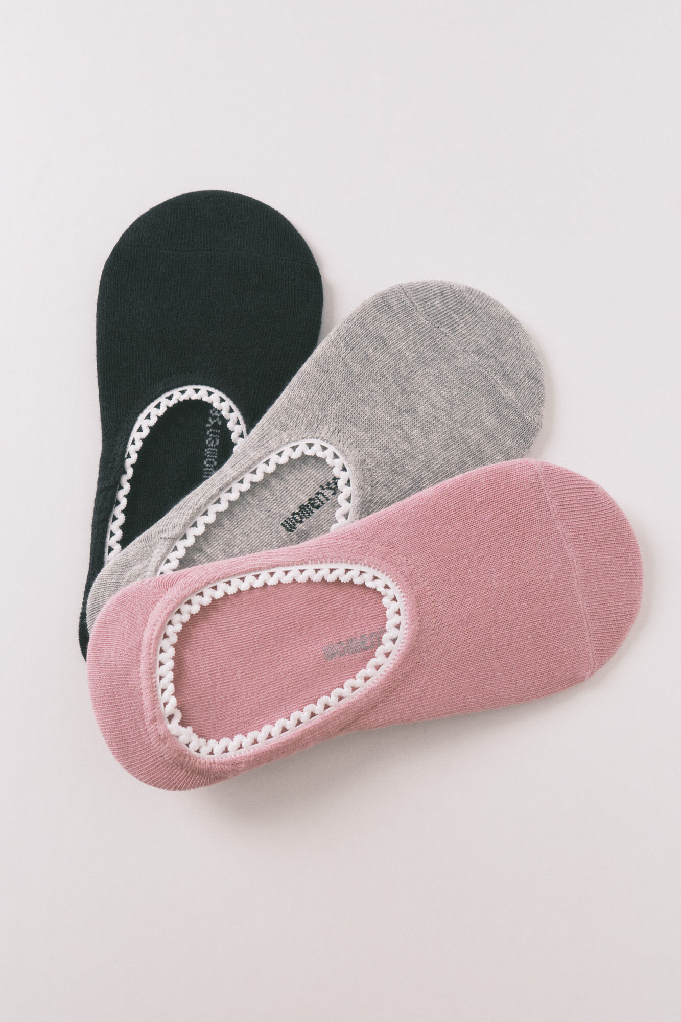 Women'secret White logo no-show 3-pack socks