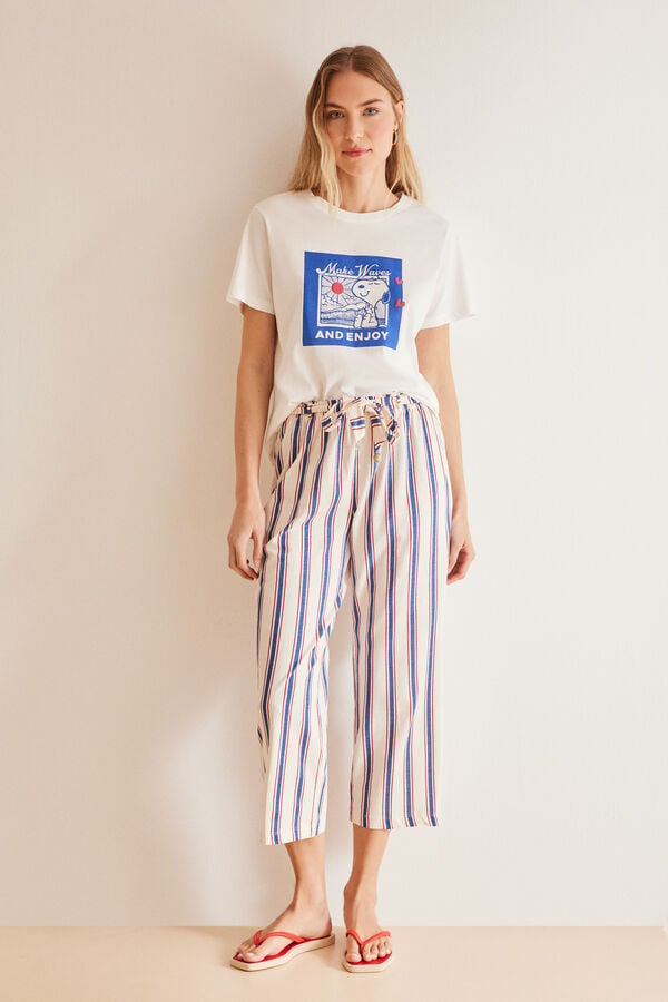 Womensecret All-over striped 100% cotton trousers printed