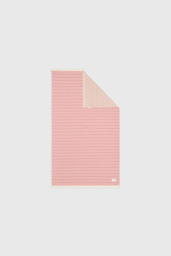 Textura Doppelseitiges Handtuch aus Stoff und Frottee Rosa