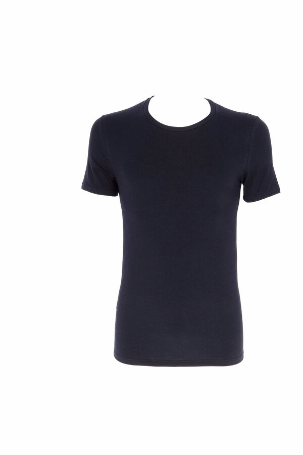 Womensecret Men's thermal round neck short-sleeved T-shirt Crna