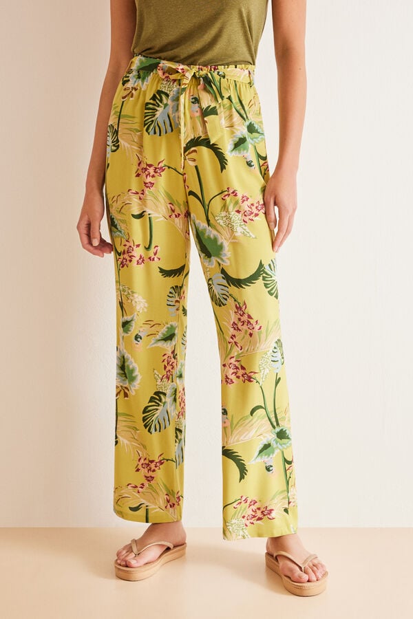 Womensecret Long floaty floral trousers S uzorkom