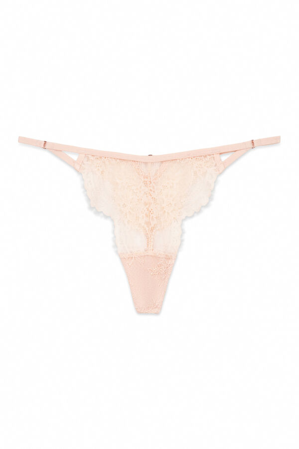 Women'secret Pink lurex lace thong pink