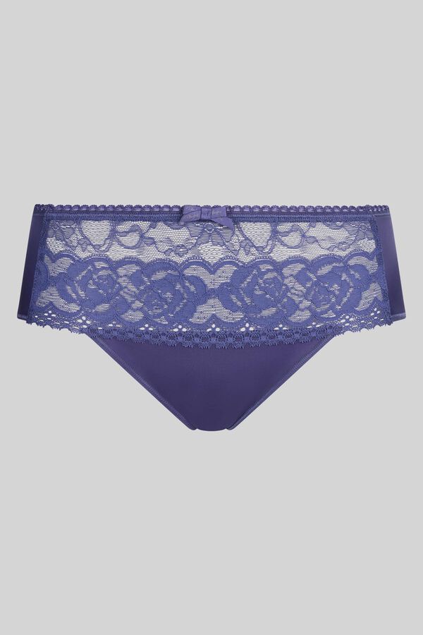 Playtex Satynowe figi z wysokim stanem i haftem kwiatowym niebieski