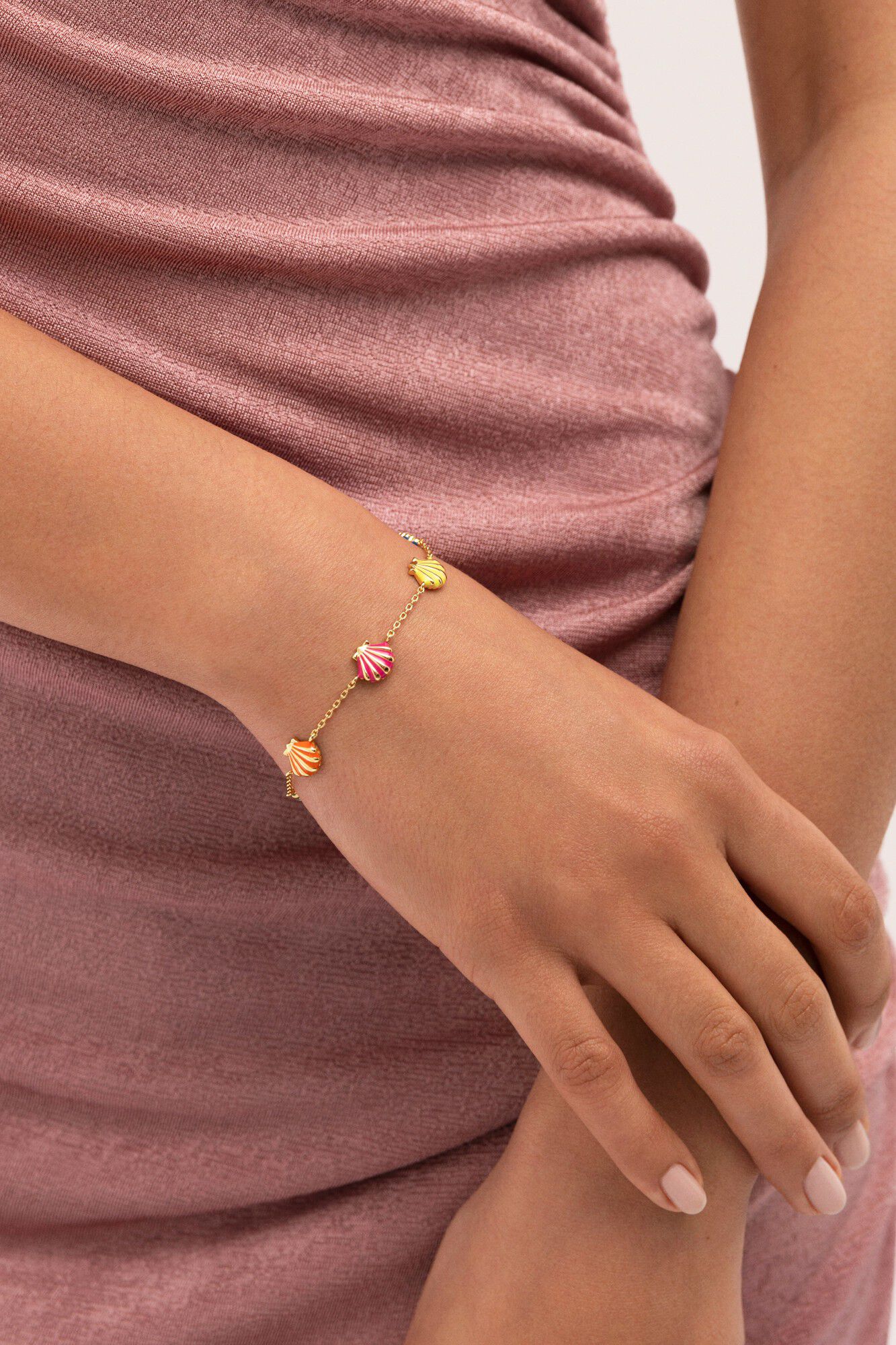 Singularu Armband Muscheln Emaille Vergoldet