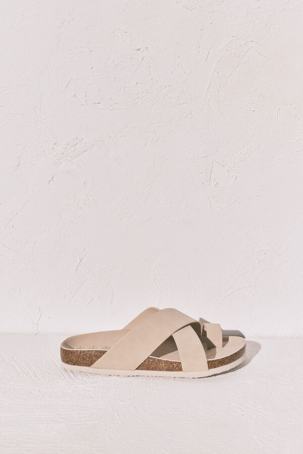 Women'secret Beige cross-strap bio sandal nude