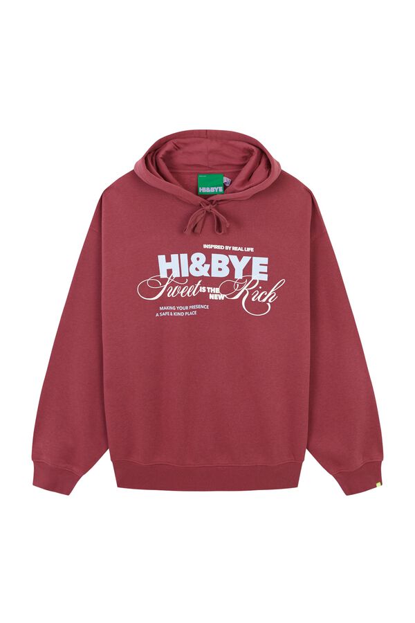 HI&BYE Burgundy cotton hooded sweatshirt pink