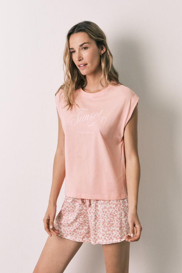 Women'secret Pink cotton short pyjamas pink