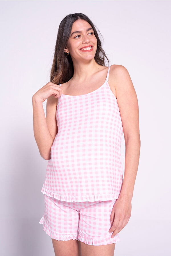 Womensecret Maternity gingham print pyjama set rózsaszín