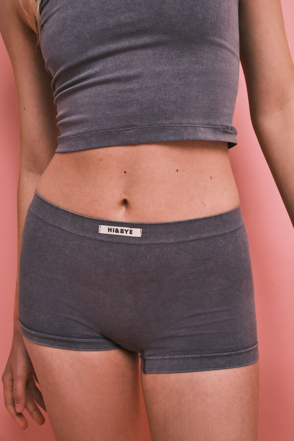 HI&BYE Grey seamless logo boxer panty grey