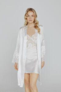 Ivette Bridal Ivette Bridal women's short white satiny robe