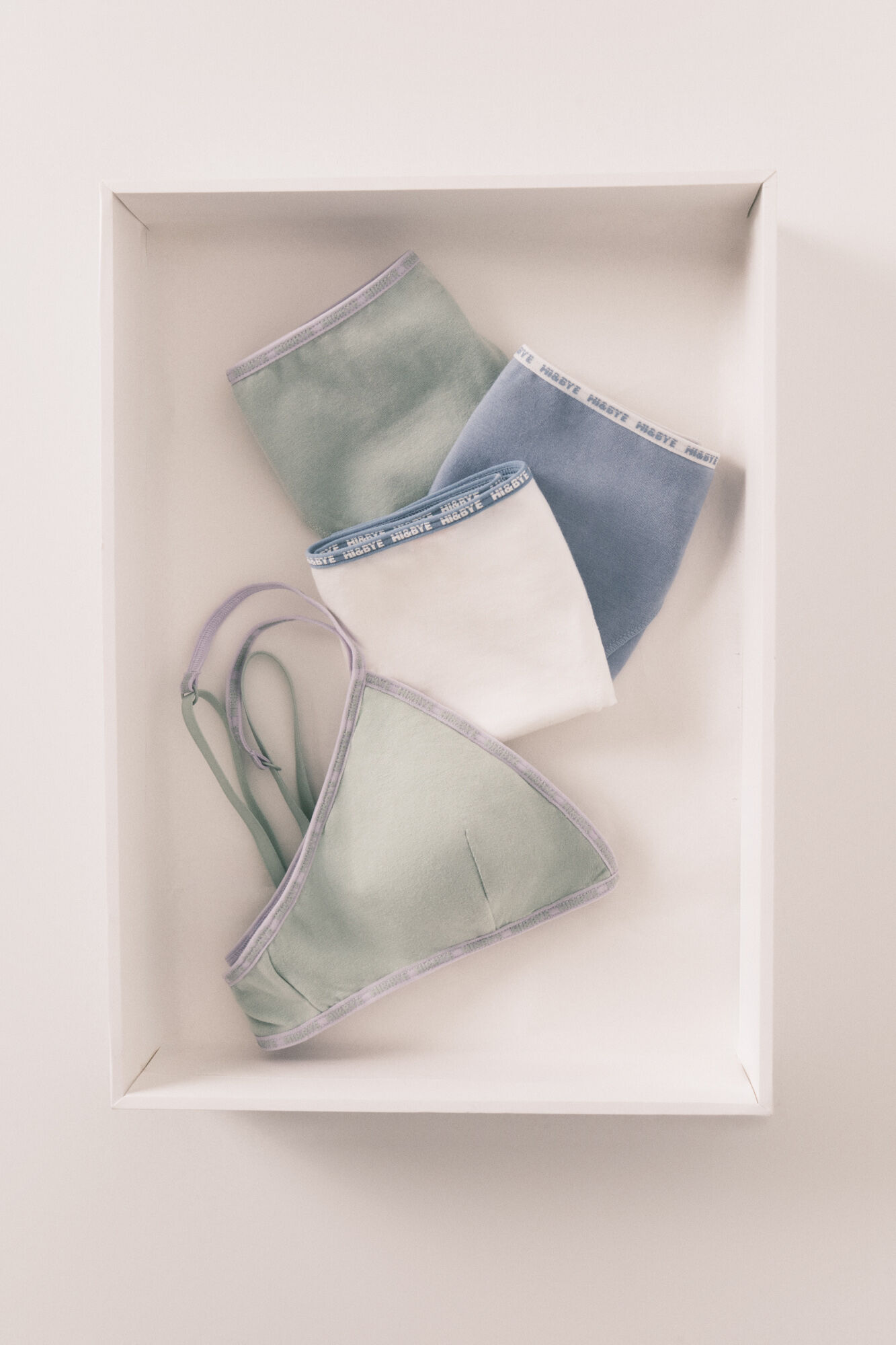 HI&BYE Green, blue and white cotton 3-pack classic panties