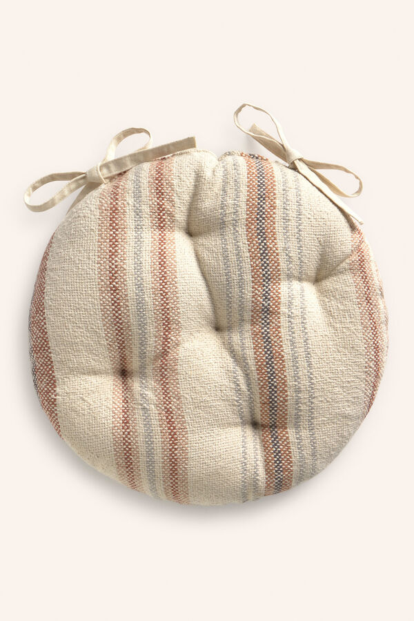 Calma House Almofada redonda riscas para cadeira em tons terrosos Peru vermelho