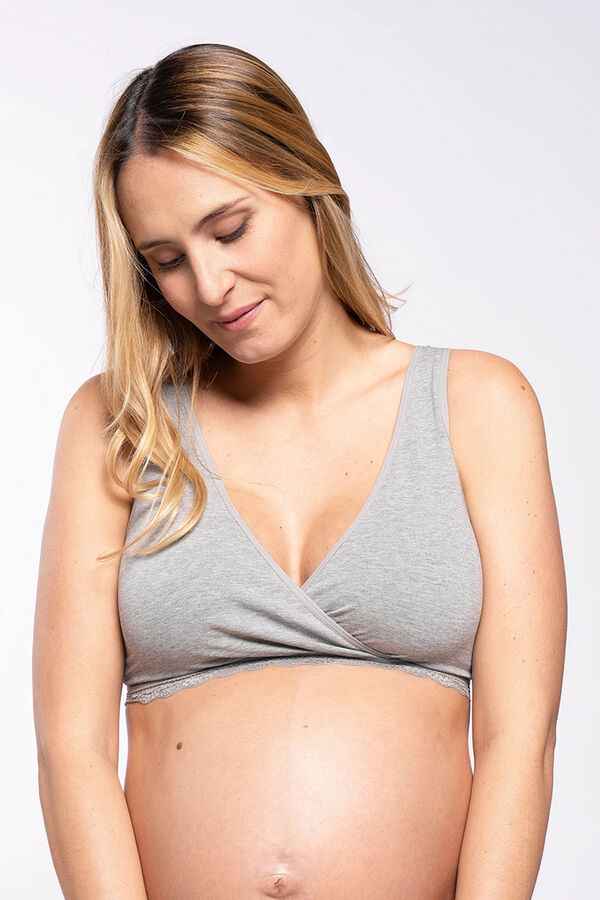 Womensecret Crossover nursing bra with lace gris