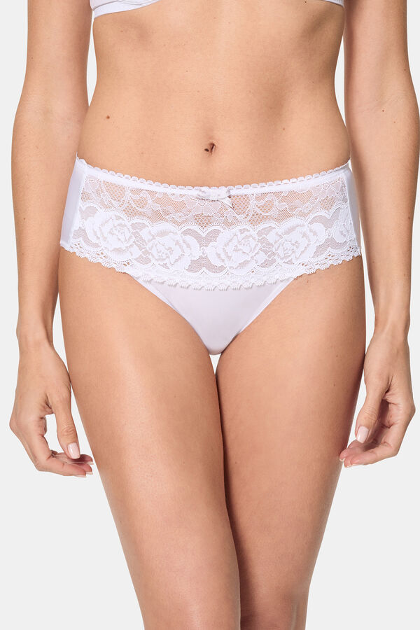 Playtex Braga midi de encaje y microfibra blanco