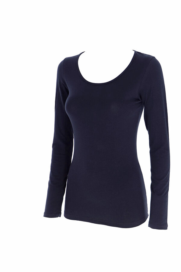 Womensecret Women's thermal round neck long-sleeved T-shirt fekete