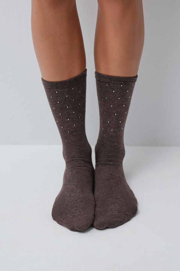 Women'secret Brown lurex 3-pack long socks nude