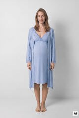 Women'secret Blue midi robe with belt blue