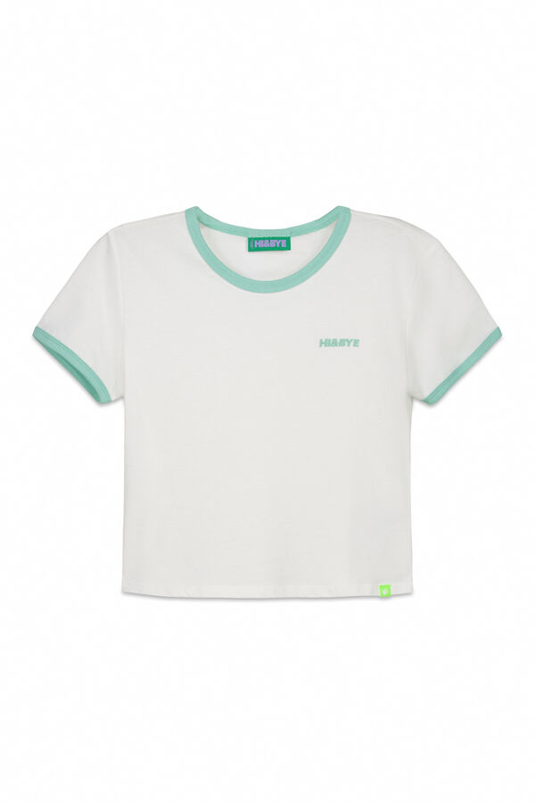 HI&BYE Bela 100% pamučna jednobojna majica kratkih rukava Bež