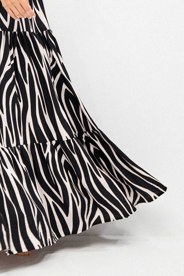 Gisela Long zebra animal print skirt white