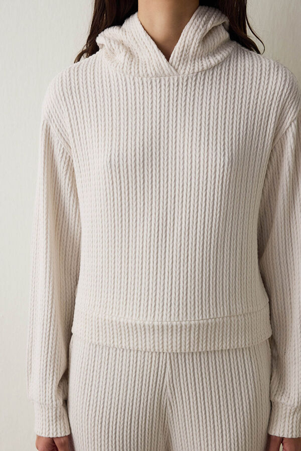 Penti Sudadera con capucha de punto trenzado. beige