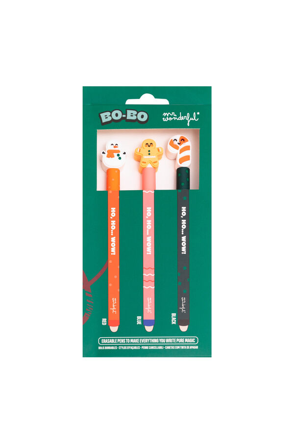 Mr. Wonderful 3 bol&iacute;grafos borrables navide&ntilde;os estampado