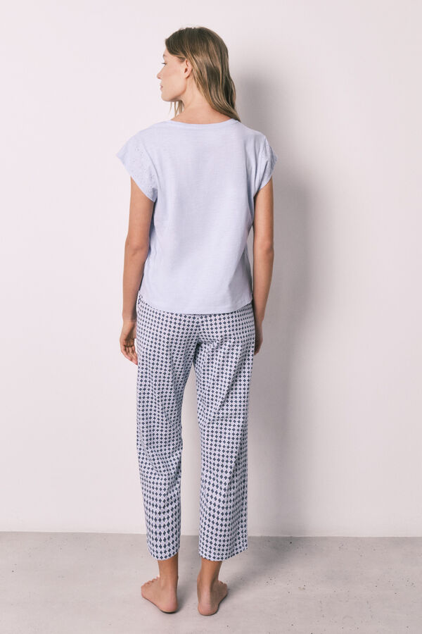 Women'secret Lilac printed cotton short sleeve long pyjamas pink