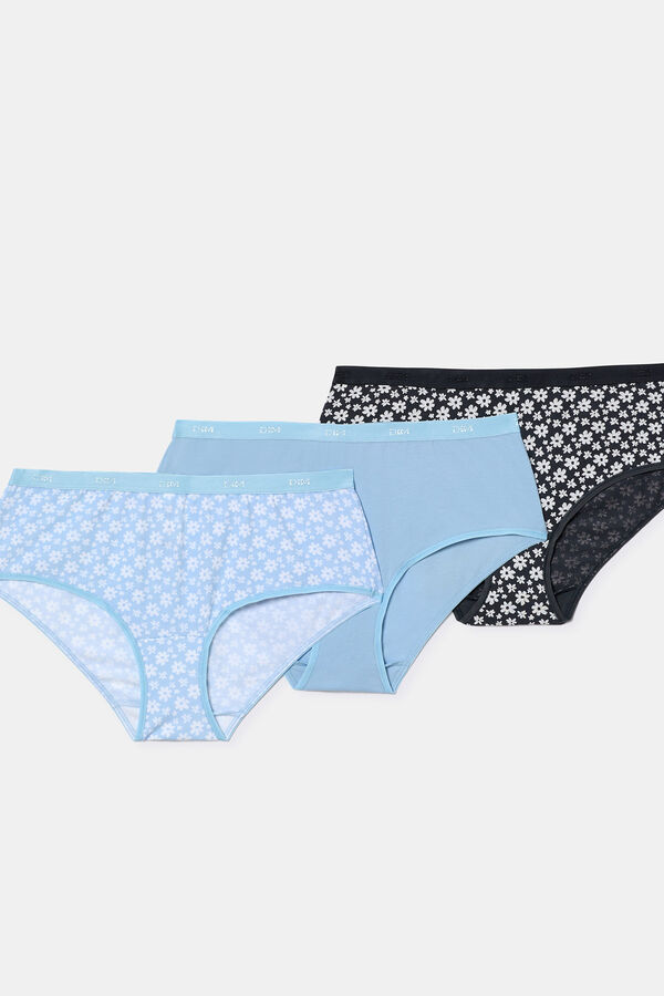 DIM Pack of 3 printed stretch cotton boxers Pockets Cotton  blue