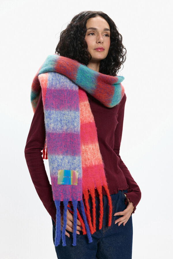 Pieces Langer Schal mit Farben und Fransen Rot