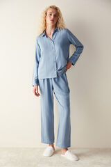 Penti Pijama camisero largo azul blue