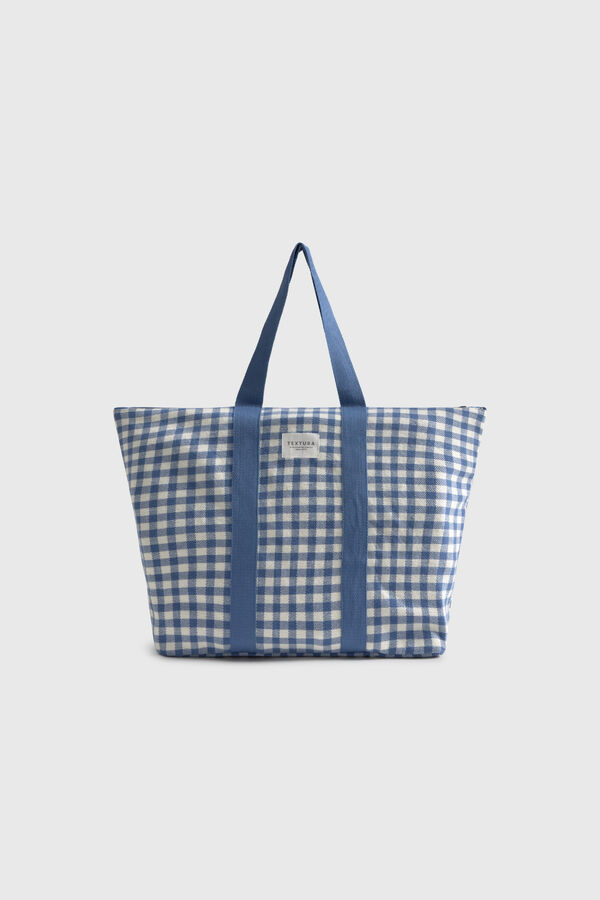Textura Vichy-Strandtasche Blau