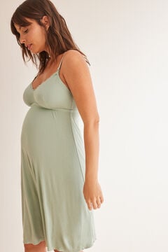 Womensecret Nachthemd „Maternity“ Grün Träger Rippstrick Grün
