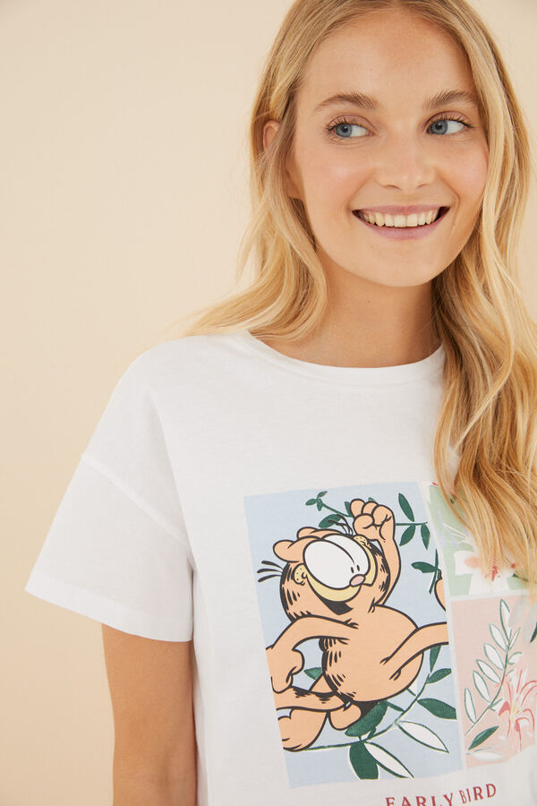 Womensecret Bijela kratka pidžama Garfield od 100 % pamuka Bež
