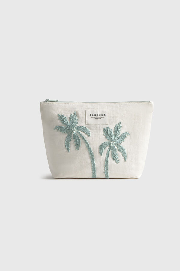 Textura Neceser algod&oacute;n palmeras estampado