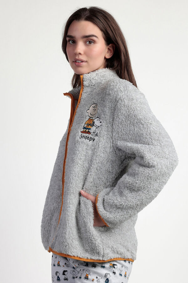 Admas Bata corta borrego Snoopy&Friends para mujer gris