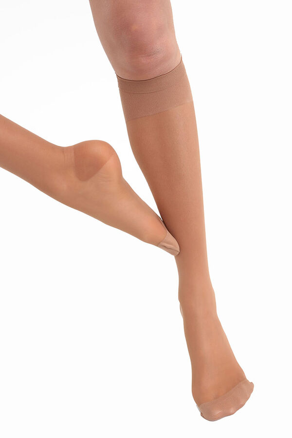 Womensecret Mini meia de compressão Perfect Contention transparente pernas cansadas cru