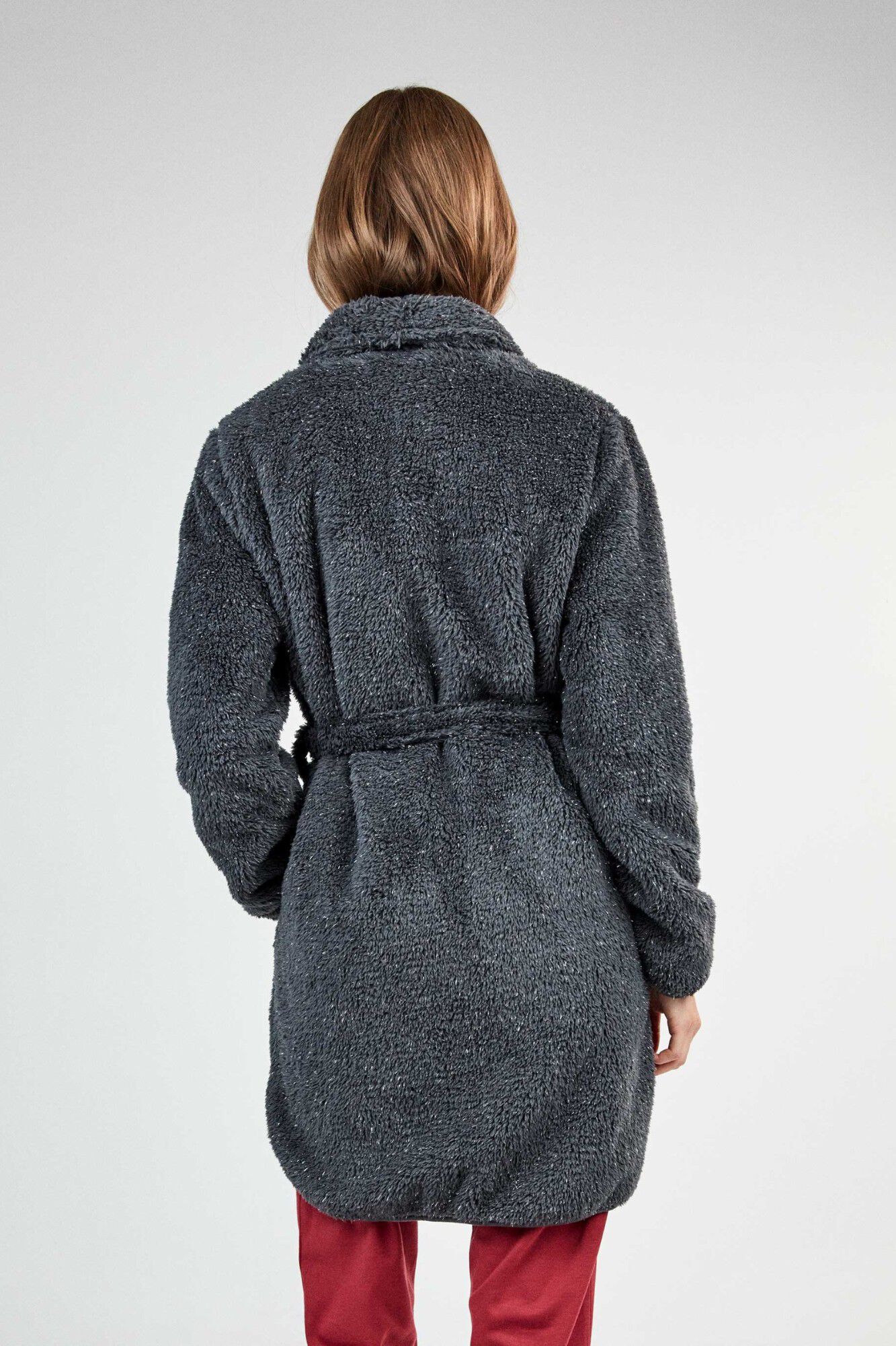 Gisela Lurex detail smoking collar robe