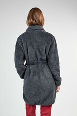Gisela Lurex detail smoking collar robe grey