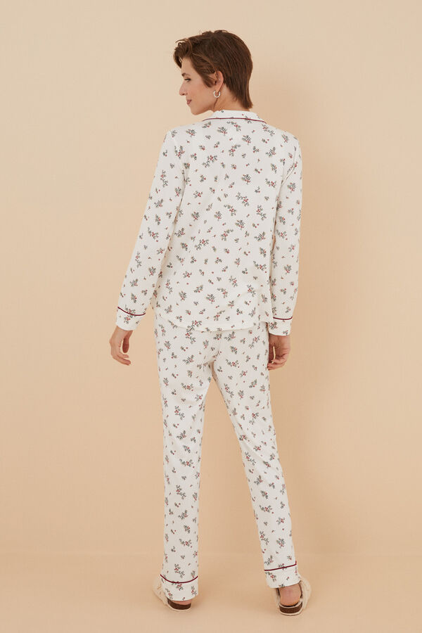 Womensecret Pyjama chemise fleurs blanc