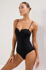 Trendyol Draped detail straight swimsuit black