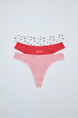Women'secret Lot de 3 strings imprim&eacute; No&euml;l rouge imprim&eacute;
