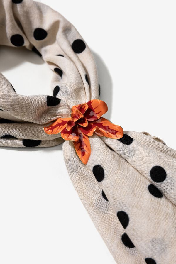 Vilanova Bandana con flor esmaltada marfil