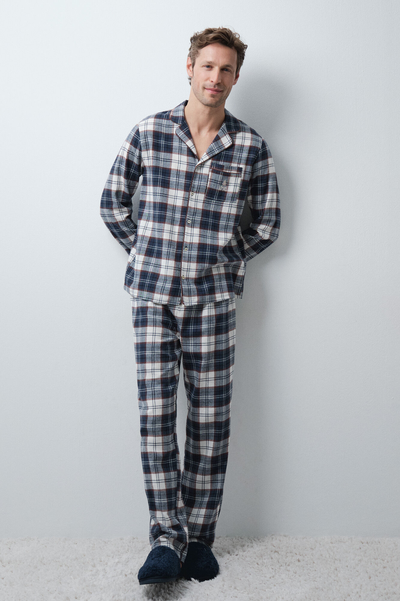 Women'secret Blue plaid men's classic pyjamas