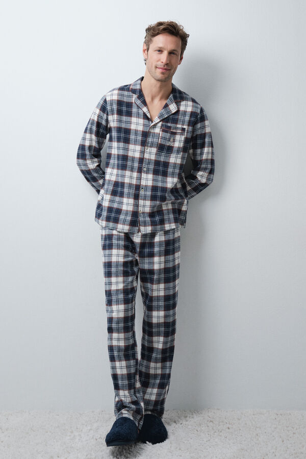 Women'secret Blue plaid men's classic pyjamas blue
