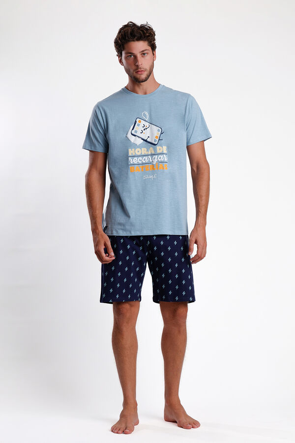 Womensecret MR WONDERFUL Batteries short-sleeved pyjamas for men kék