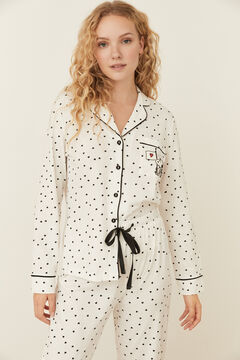 Womensecret Pyjama chemise 100 % coton Snoopy pois ivoire beige