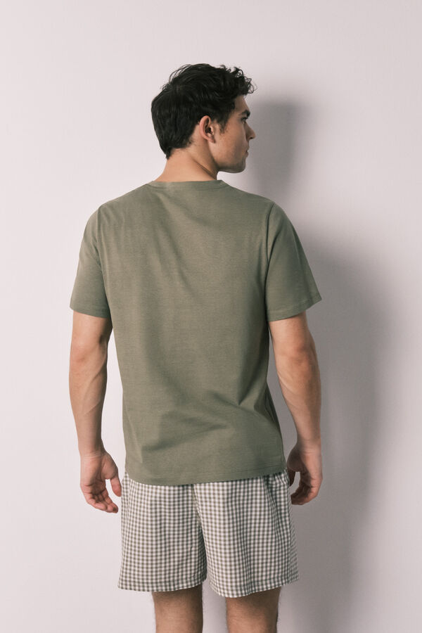 Women'secret Men's plaid cotton short pyjamas printed