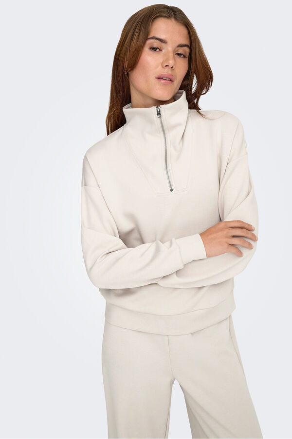 Only Play Sudadera zip cuello alto gris